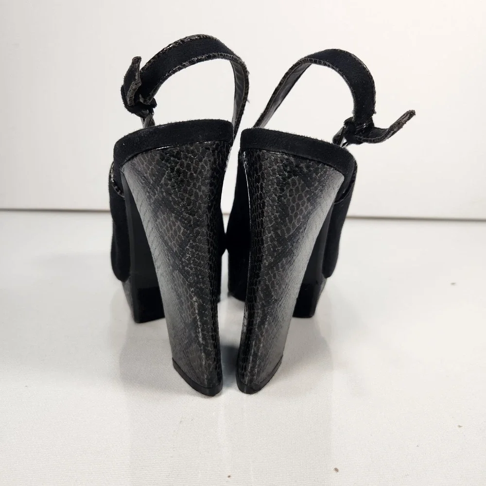 Madeline Girl Womens Heels Size 10M Black / Snakeskin Block Heel